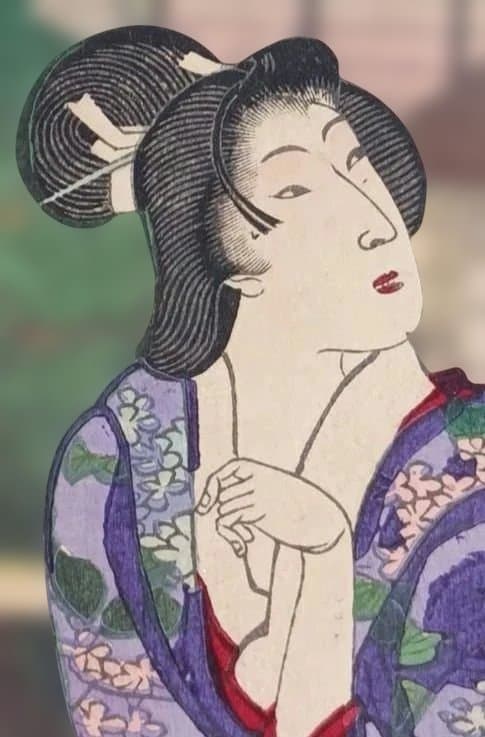 浮世絵版画、東繪畫夜競大久保彦左衛門、橋本周延（楊洲)画明治19年出版