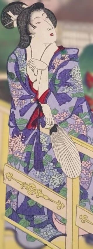 浮世絵版画、東繪畫夜競大久保彦左衛門、橋本周延（楊洲)画明治19年出版