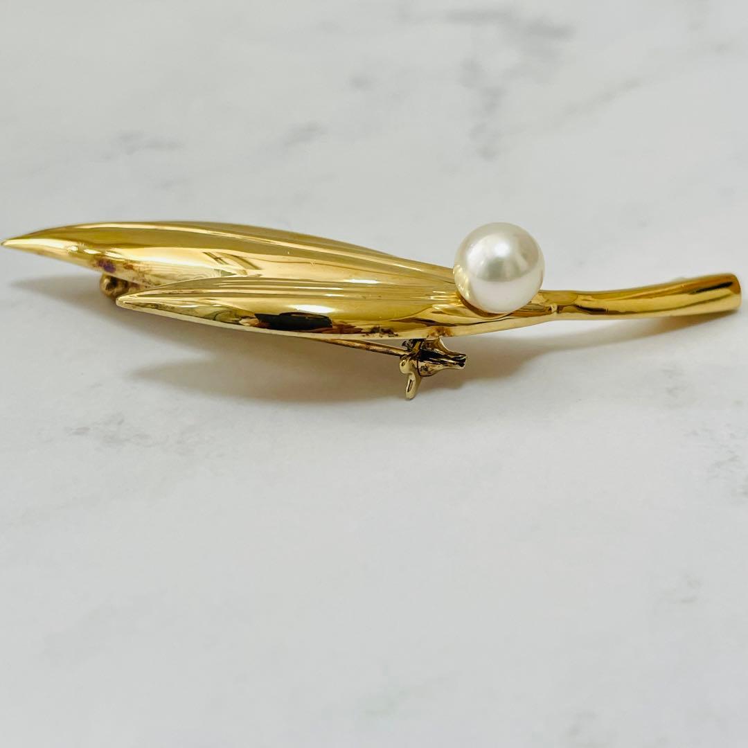 MIKIMOTO ミキモト 本真珠 パールブローチ ゴールドカラー