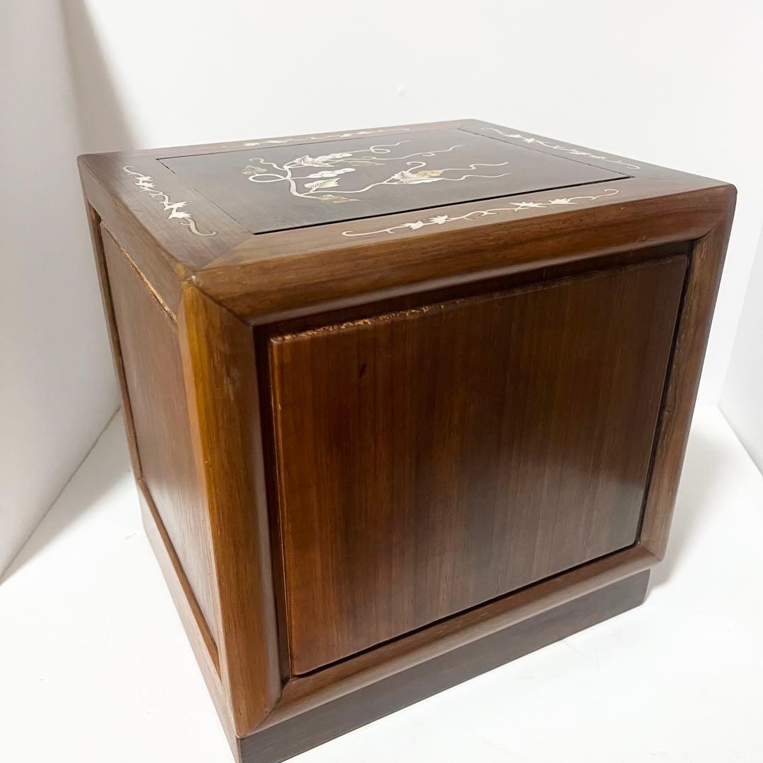 花梨 螺鈿家具 唐木 螺鈿細工 小引出し 3段 李朝 小型チェスト アンティーク