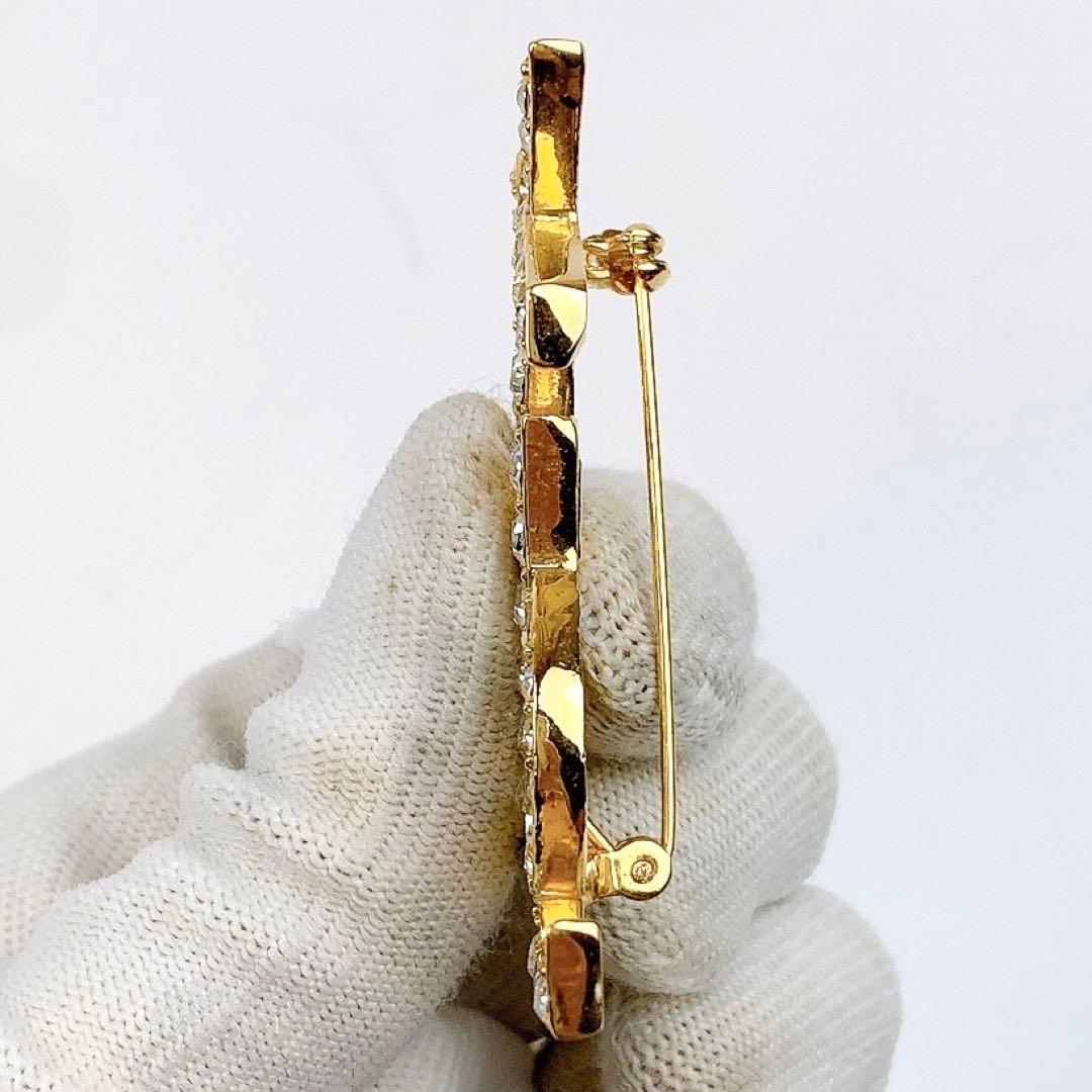 未使用保管品✨ イヴ・サンローラン ピンブローチ ゴールド ラインストーン