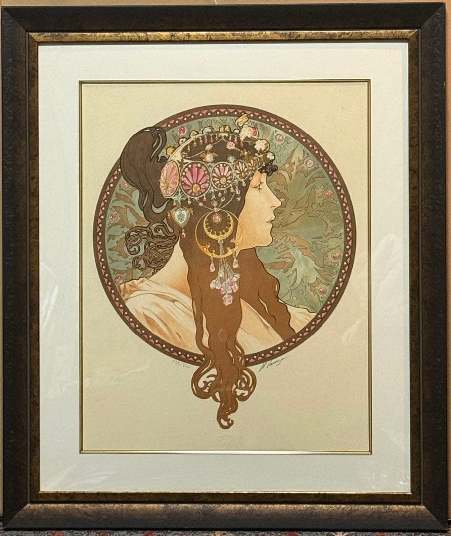 アルフォンス・ミュシャ　限定リトグラフ 代表作 ビザンチンヘッド　ブルネット