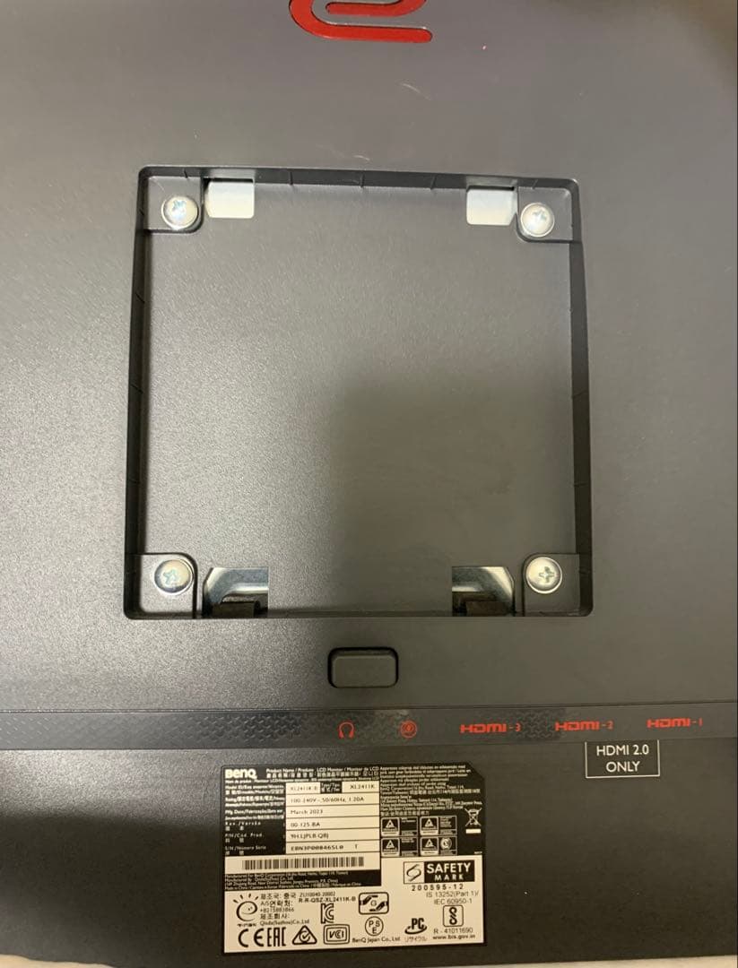 BenQ モニター【XL2411K】24インチ/144Hz、モニターアーム