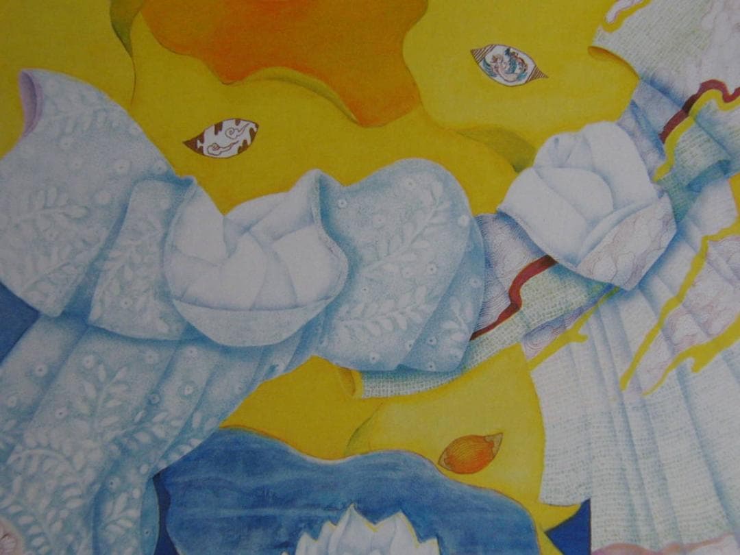 阿美代子、【蓮】、希少な額装用画集より、新品額装付、状態良好