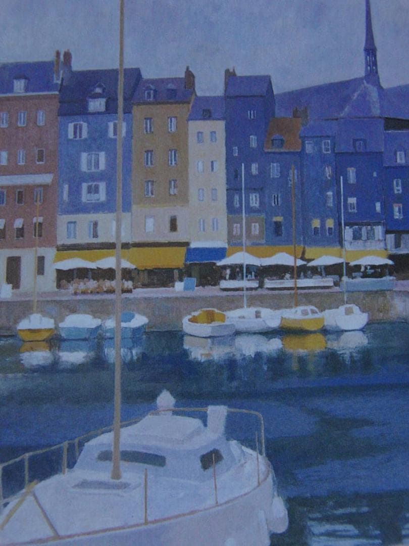 大附晋、【ノルマンディーの港町】、希少な額装用画集より