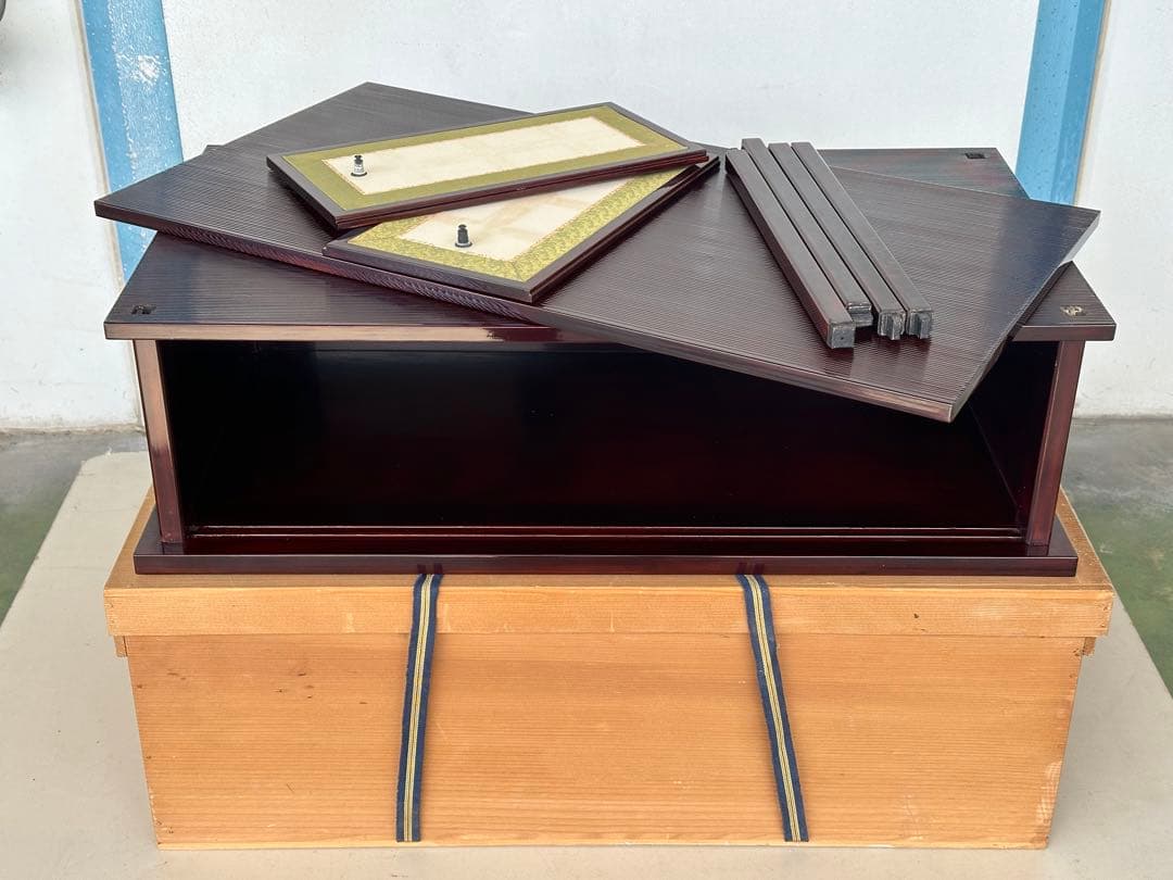 a454 送料無料 組立式 木製 紹鴎棚 塗師 八木祥雅作 漆器 共箱