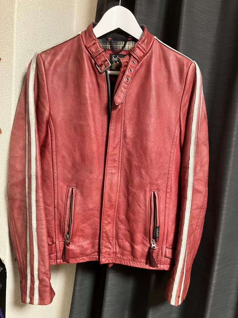 希少 Schottクラシックレーサージャケット レッド XS ラムレザー 羊革