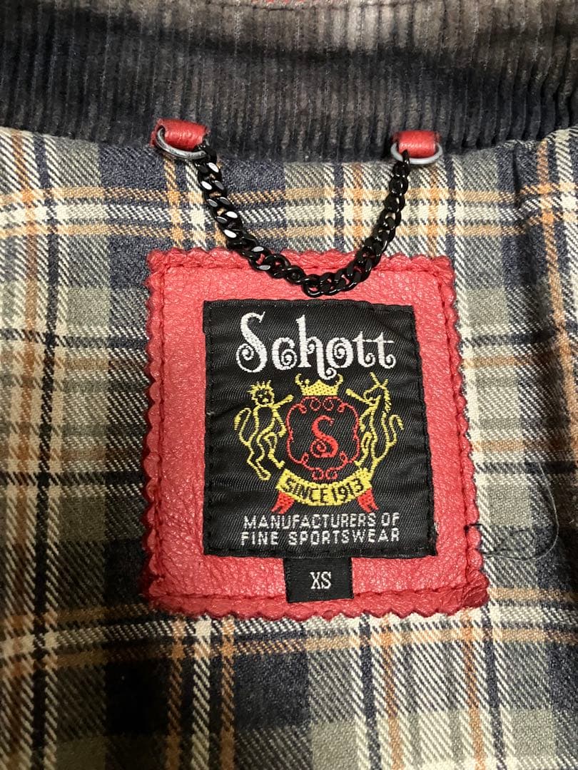 希少 Schottクラシックレーサージャケット レッド XS ラムレザー 羊革