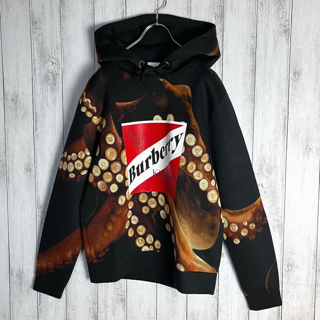 3819【タグ付き・美品】バーバリー☆総柄入りパーカー ビッグロゴ 即完売