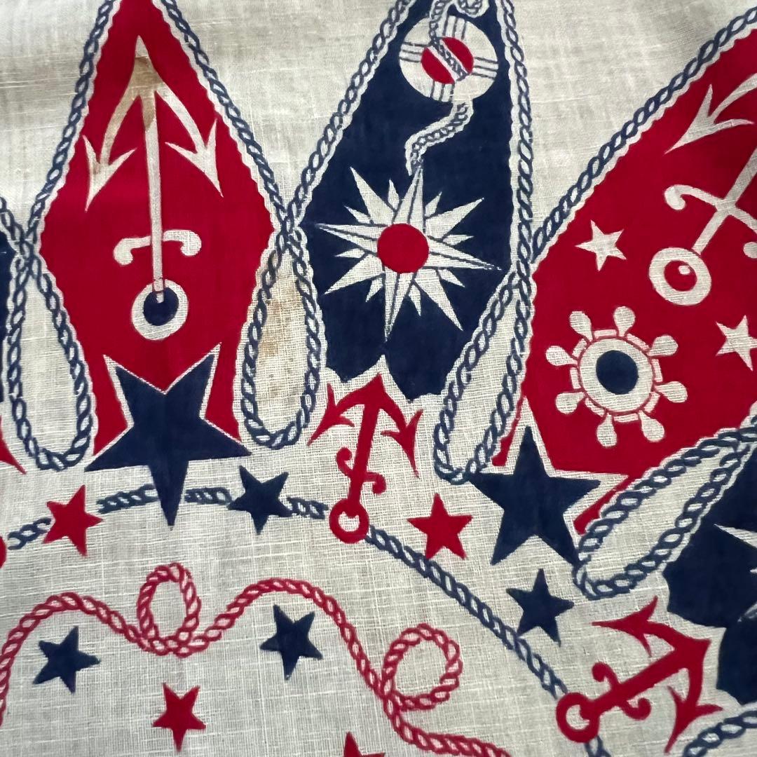 50s マリン柄 ビンテージ バンダナ レア オリジナルです