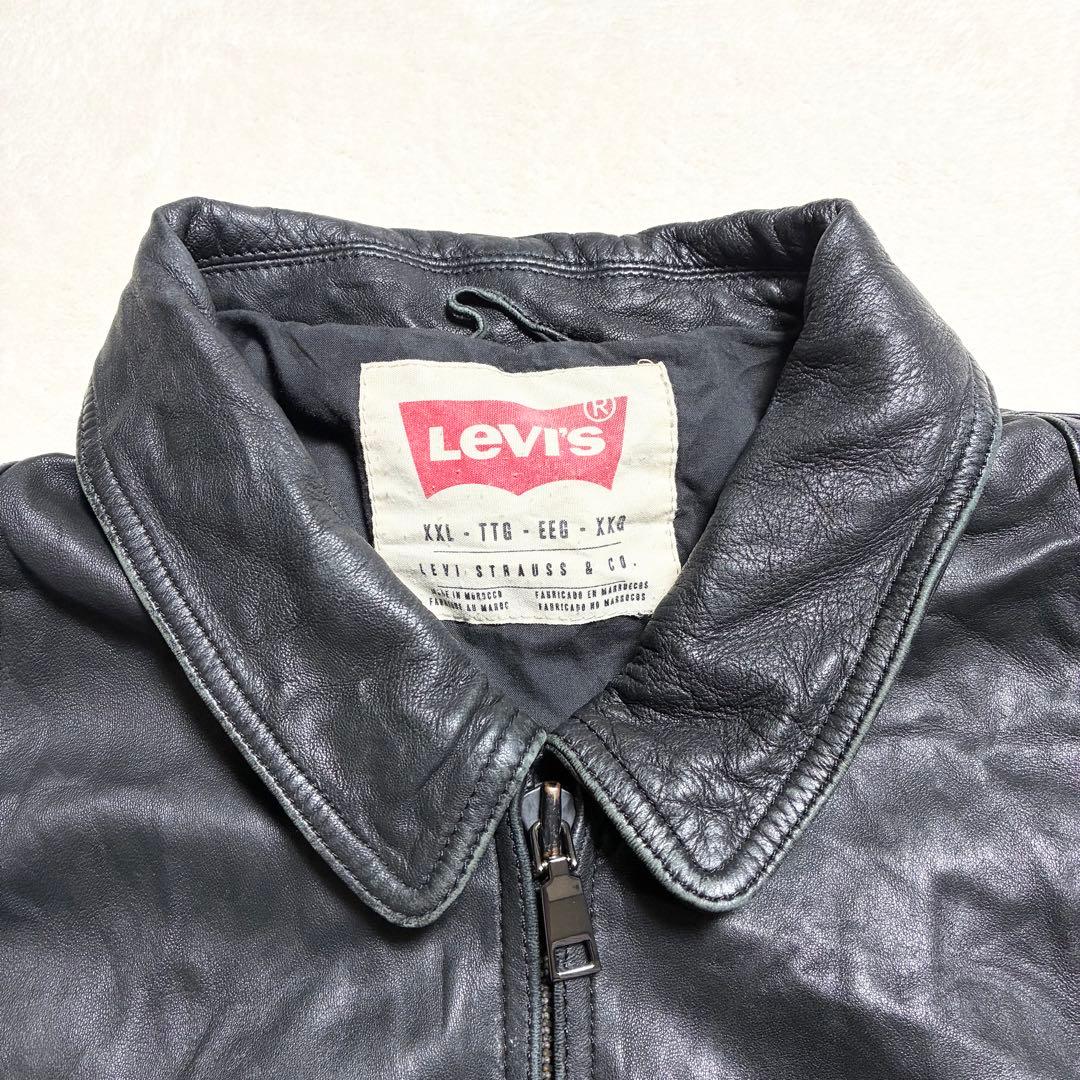 【状態良好】Levi's☆レザージャケット☆羊革☆ブラック☆XXLサイズ☆大きめ