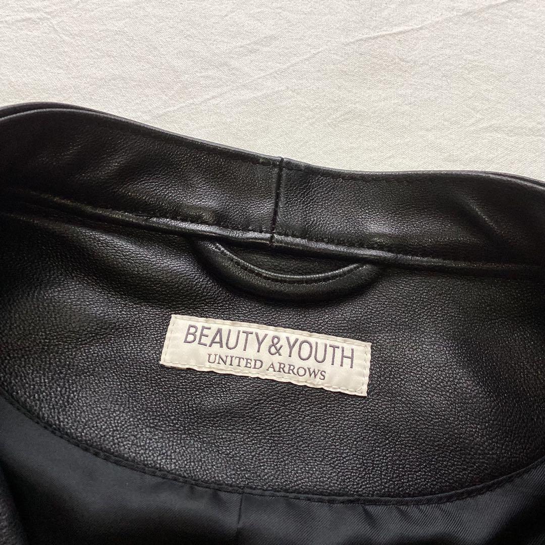 B&Y ラムレザー シングルライダースジャケット ブラック XL