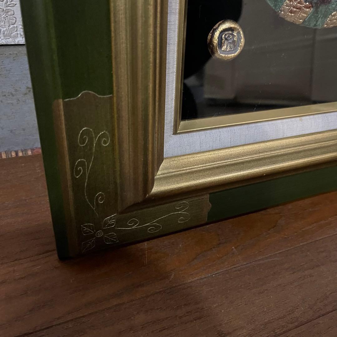 【アンティーク】額装 額縁 女神ミネルヴァ オリエント 福来郎 フクロウ 縁起物