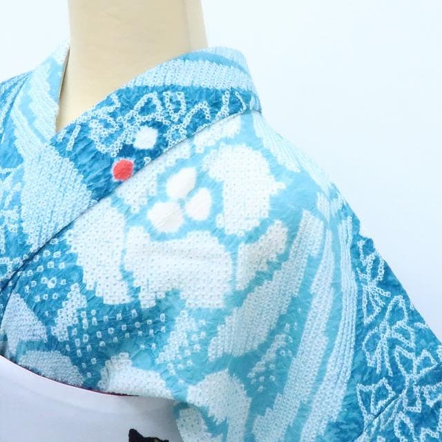 Y3375◆美品 有松鳴海絞り 綿 居敷当て付 手縫い仕立て 高級浴衣 夏着物