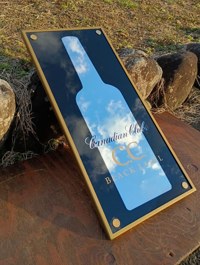 非売品　ヴィンテージ　パブミラー　カナディアンクラブ ゴールド　金属　C.C.