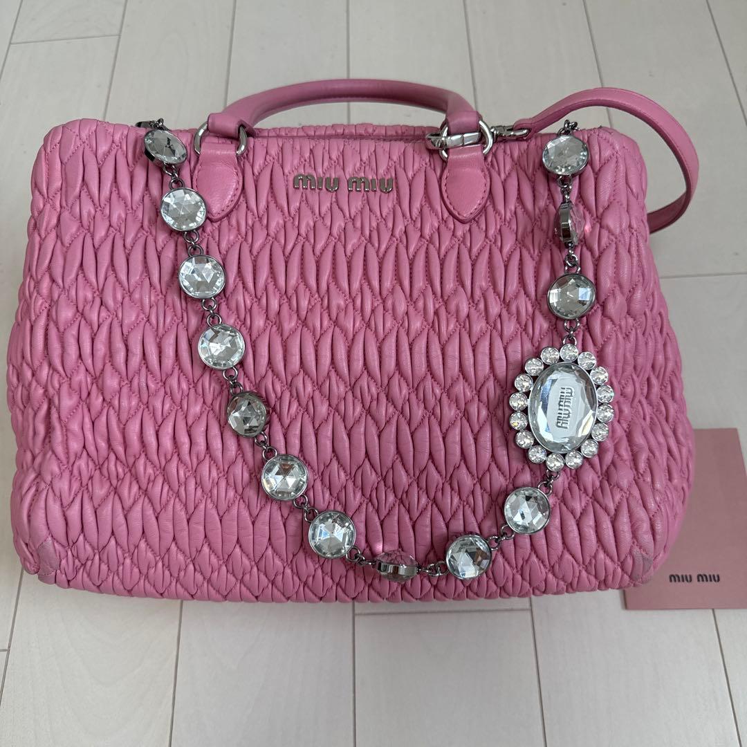 miu miu★ナッパクリスタル★バックピンク　マテラッセ