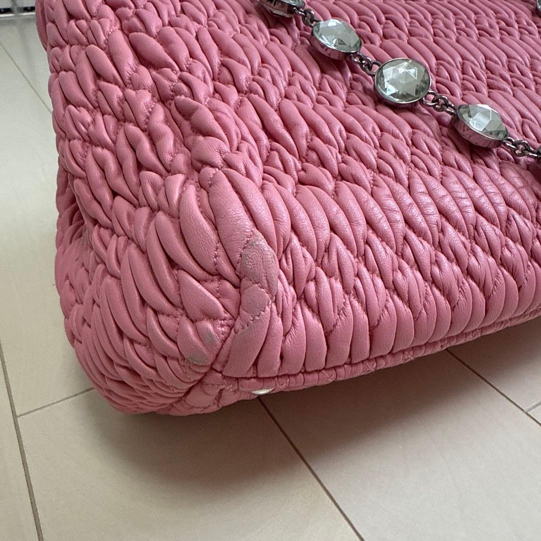 miu miu★ナッパクリスタル★バックピンク　マテラッセ