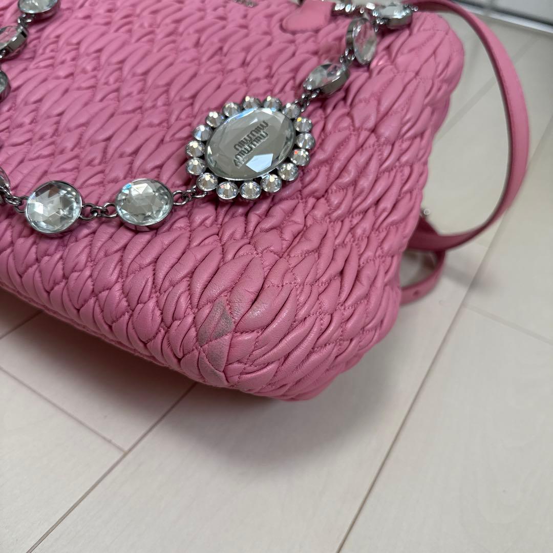 miu miu★ナッパクリスタル★バックピンク　マテラッセ