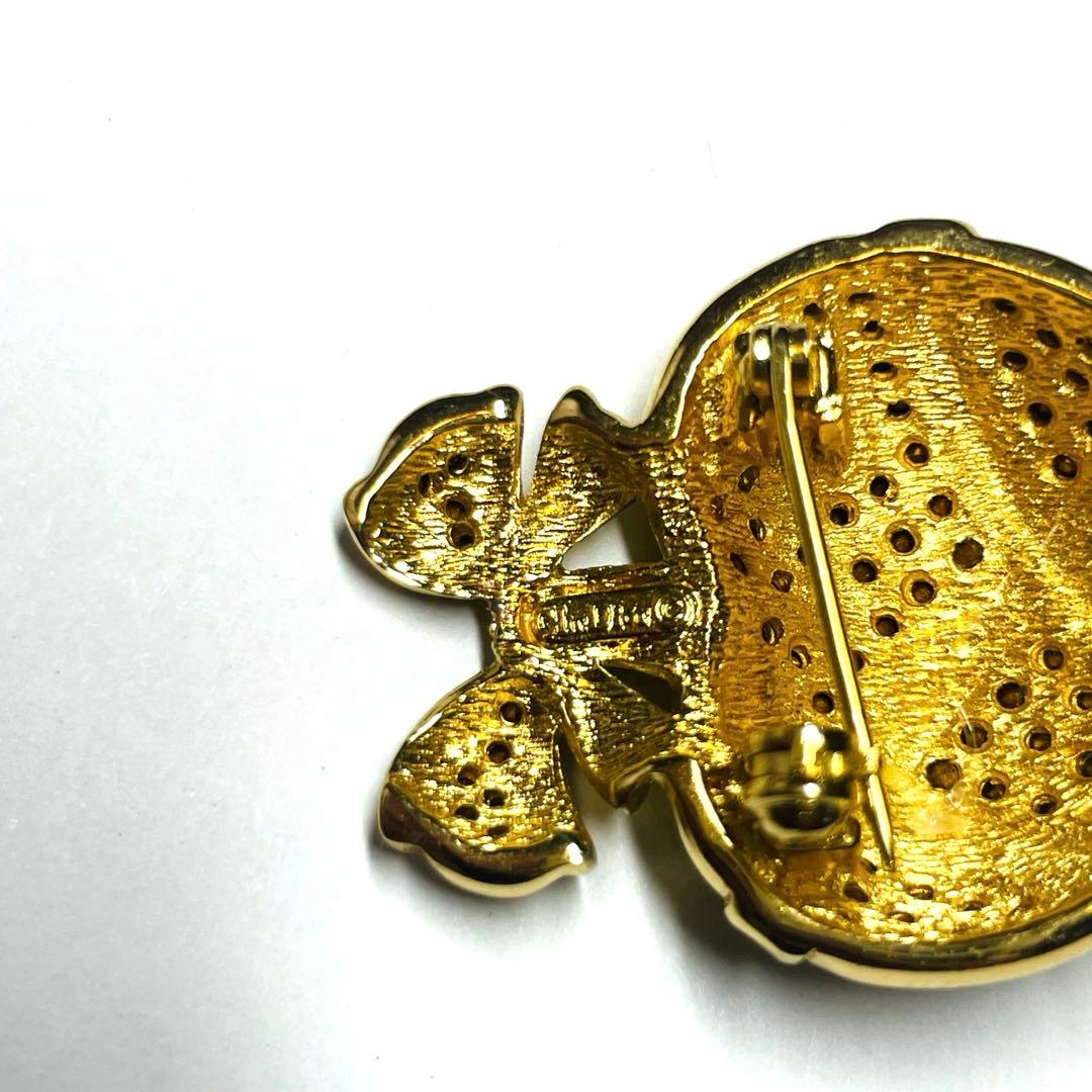 美品　希少デザイン　Christian Dior ブローチ　苺　ラインストーン