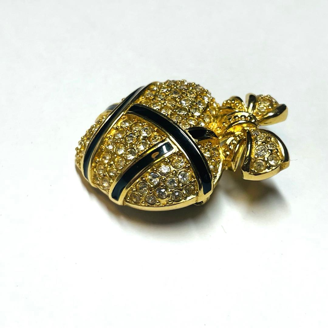 美品　希少デザイン　Christian Dior ブローチ　苺　ラインストーン