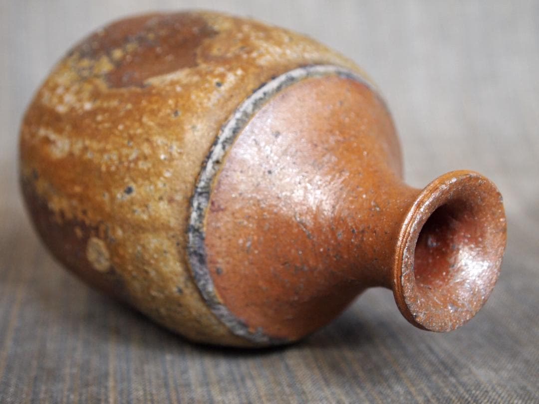 人気作家★森本良信【師：安倍安人】★備前【窯変蕪】徳利★共箱・布・栞