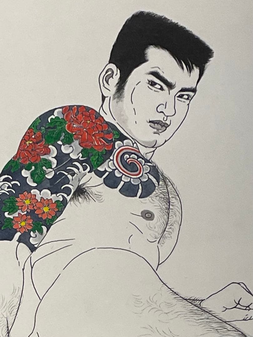 三島剛　 若者　直筆画　真作　Go Mishima 薔薇族