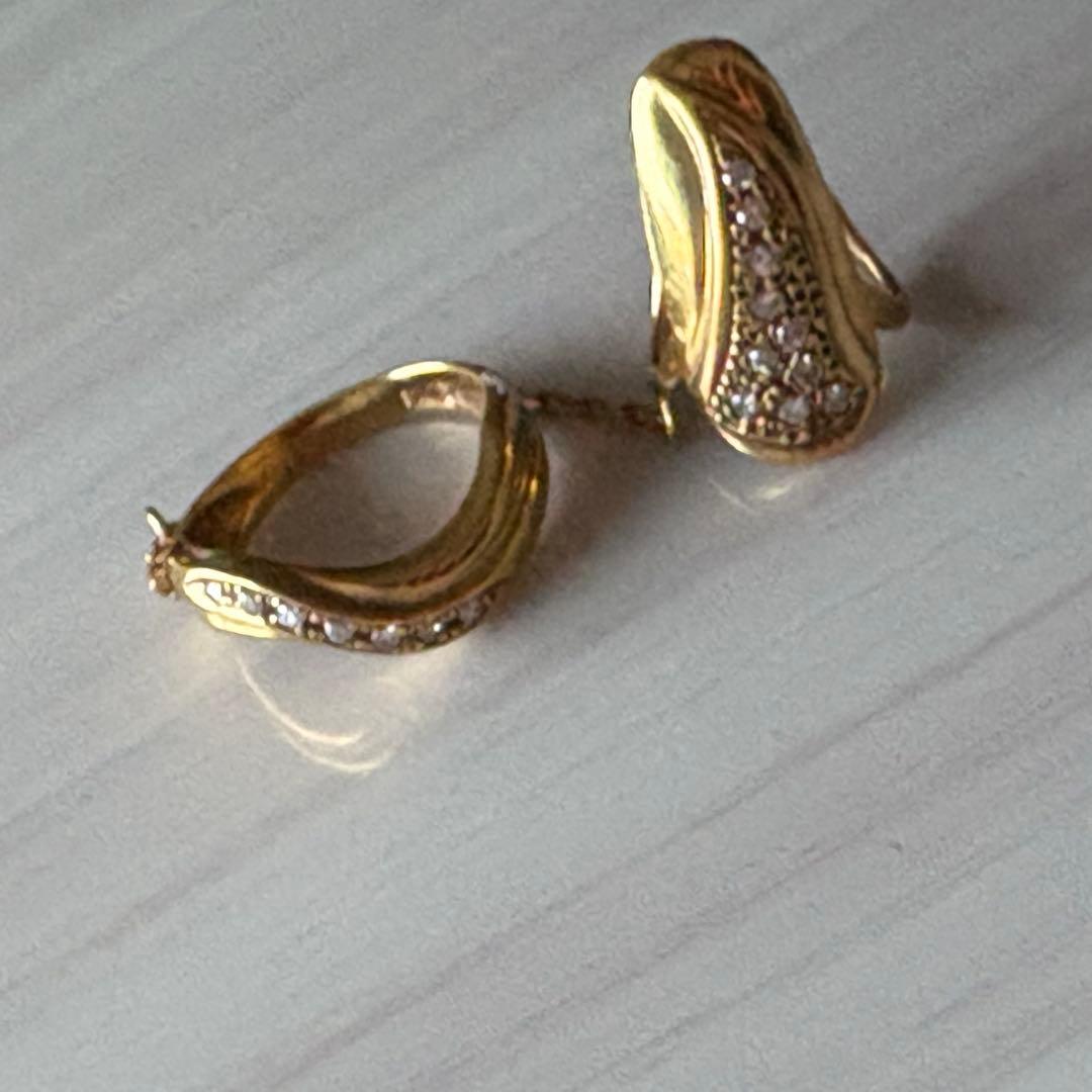 18金ダイヤモンド爪リンクセット