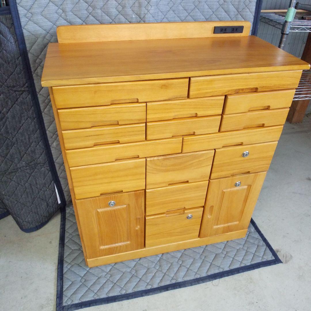 桐製マルチラック収納家具 15引出し+2扉収納