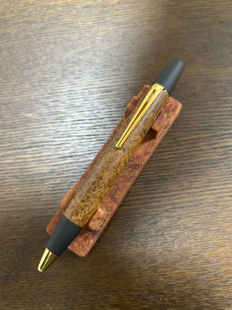 野原工芸 特上チーク瘤 ロータリー SANZO金クリップ 新品未使用 ボールペン