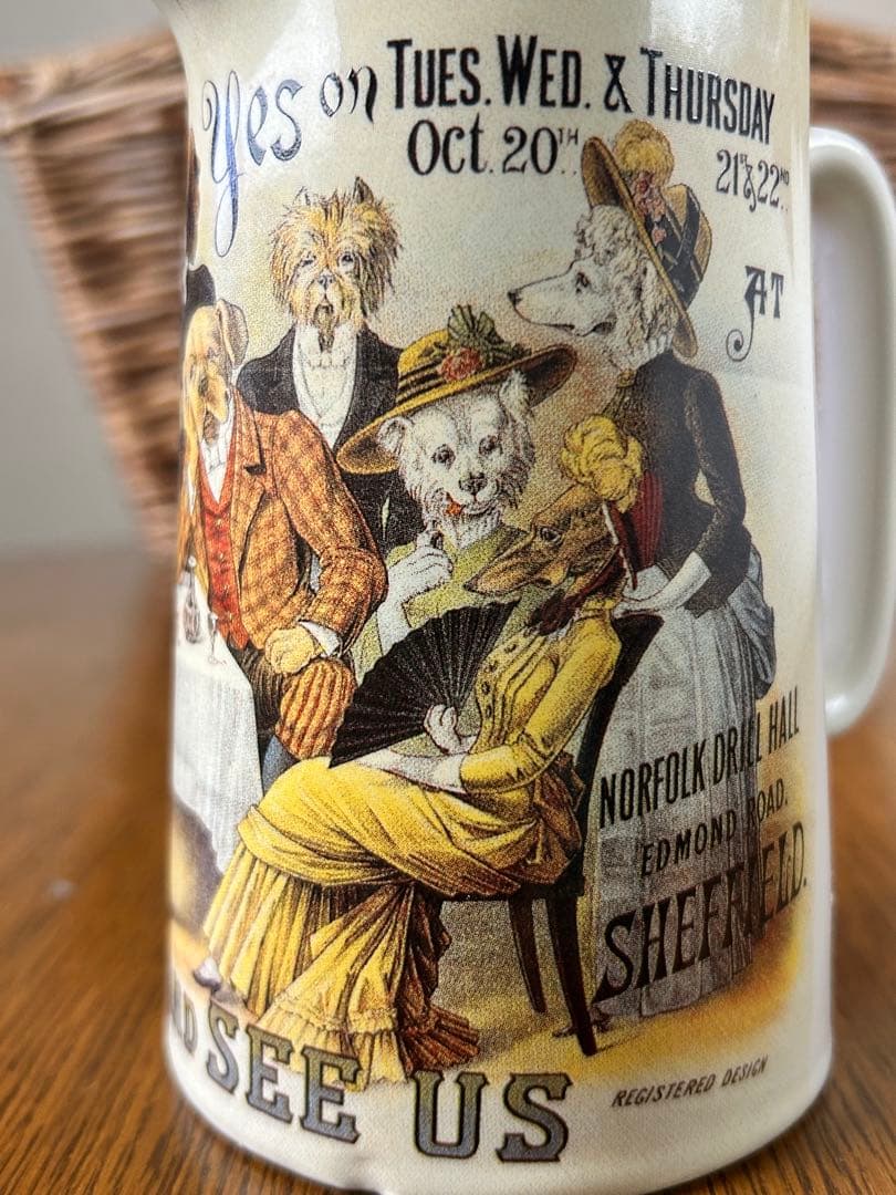 英国ヴィンテージ　スタッフォードシャーポタリー　ドッグショー　犬　ジャグ　水差し