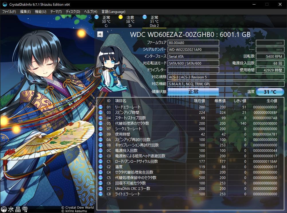 プ*e様 ✨WD Blue 6TB 内蔵HDD (WD60EZAZ-00ZGHB