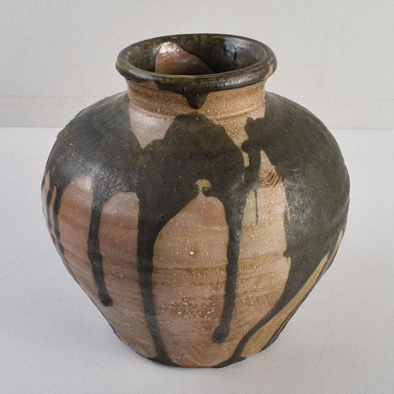 北大路魯山人作　織部焼　壷　時代箱　M　R9375H