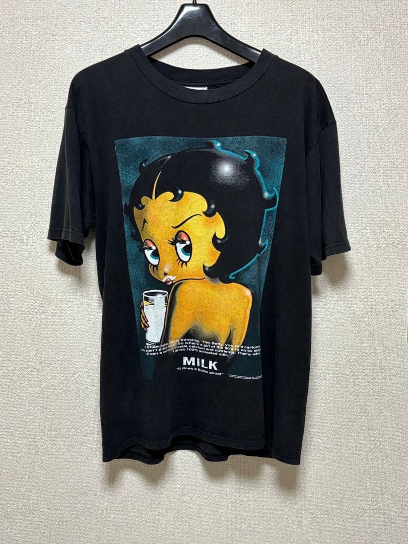 90s BETTY Got Milk？ Tee ブラック M ビンテージ 希少