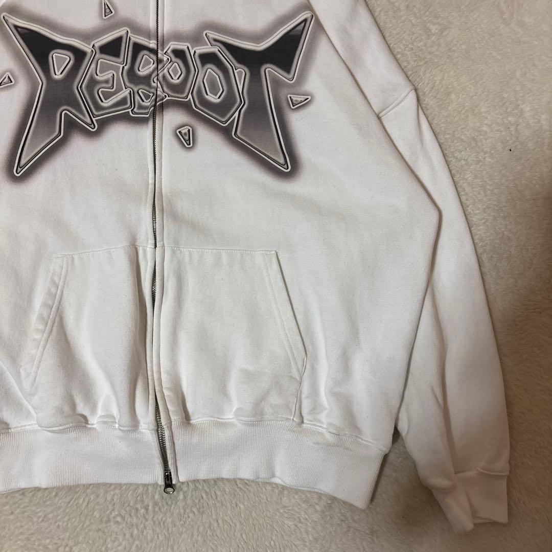 TREASURE REBOOT ホワイト ジップアップ フーディ パーカー M