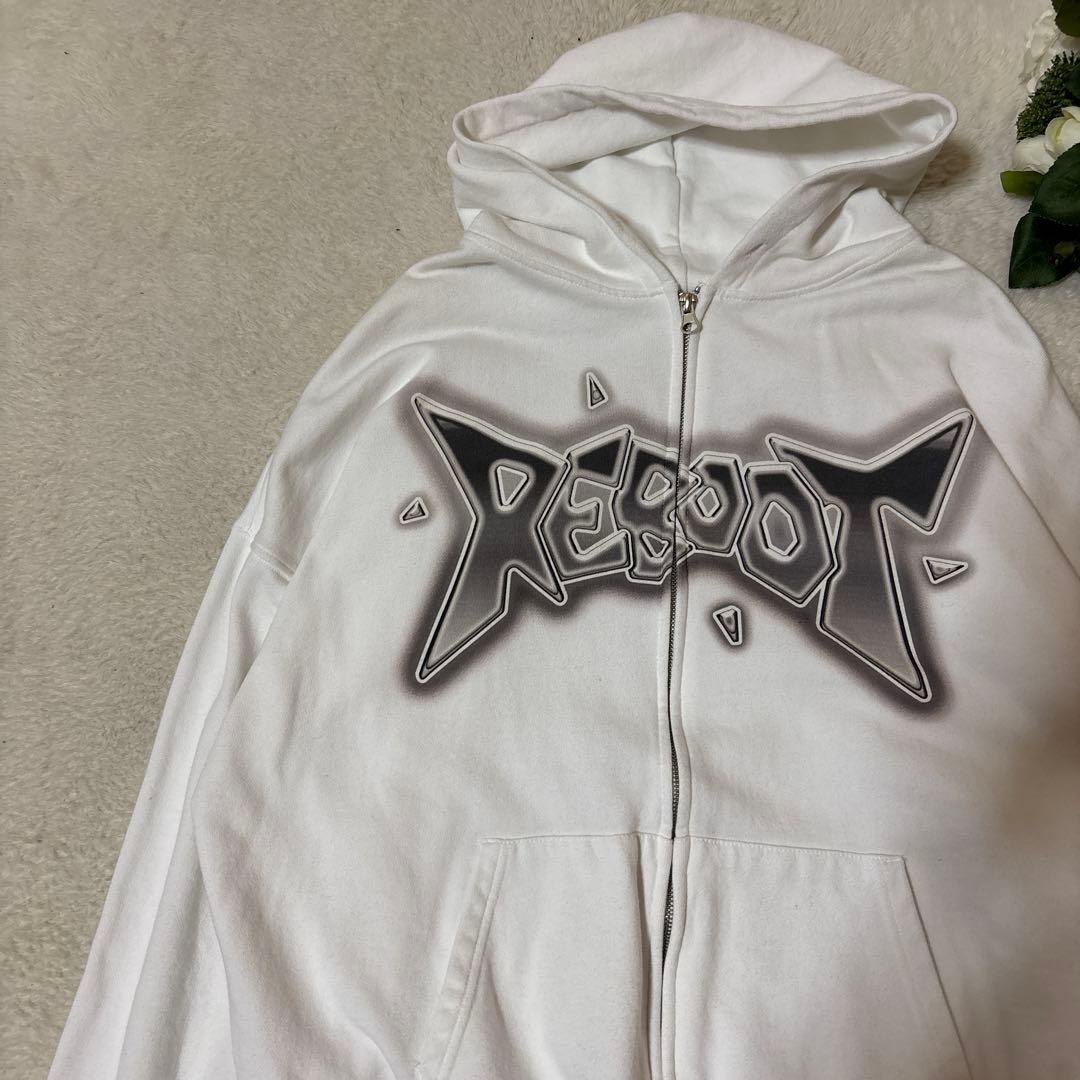 TREASURE REBOOT ホワイト ジップアップ フーディ パーカー M