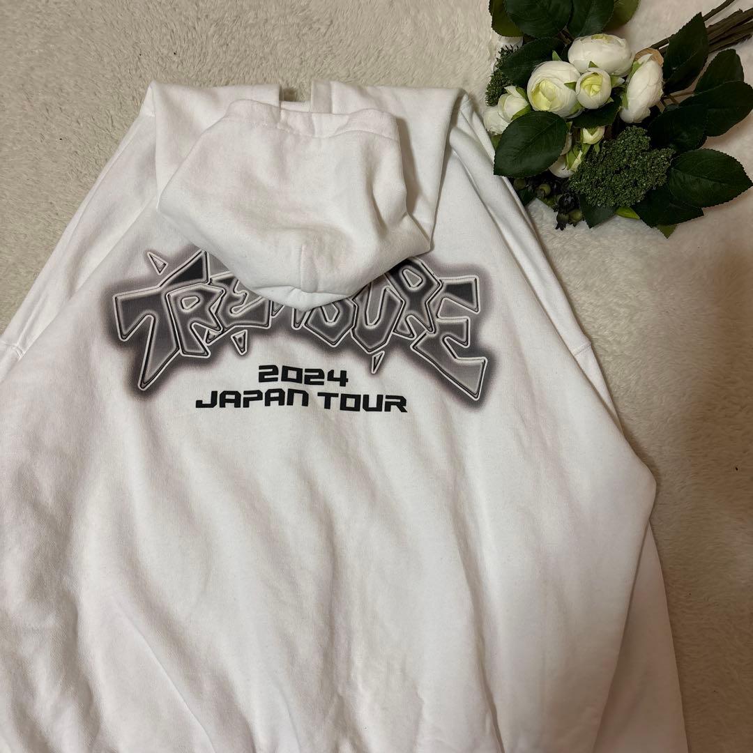 TREASURE REBOOT ホワイト ジップアップ フーディ パーカー M