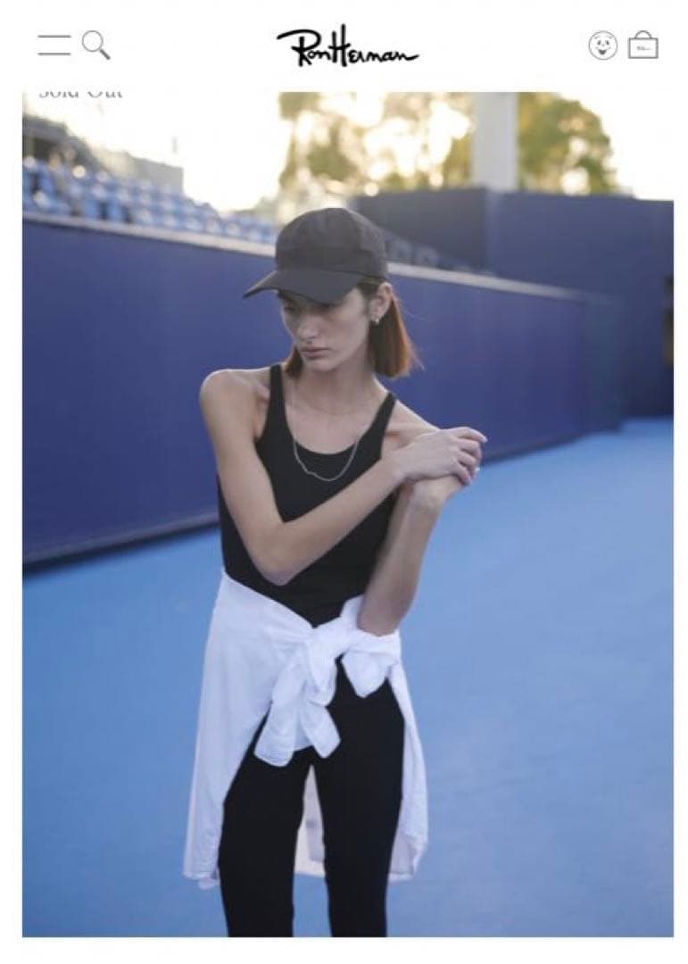 ロンハーマン別注　カップイン アメリカンスリーブ タンクトップ（ブラック）