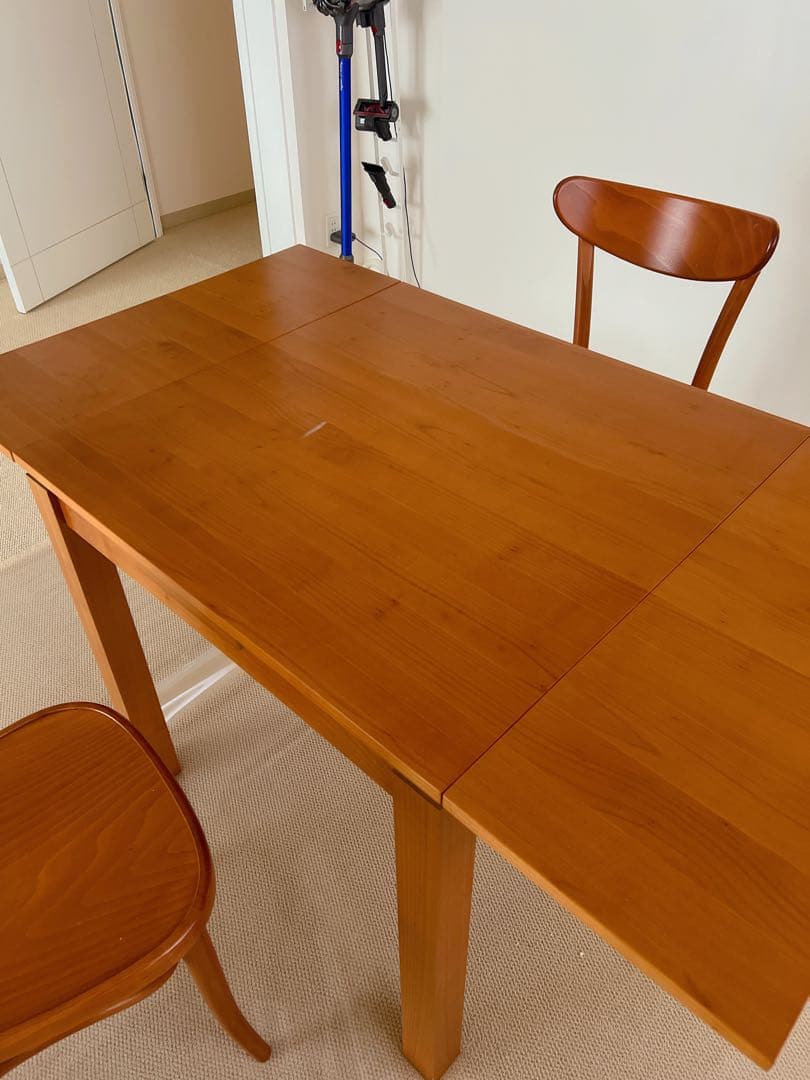 木目調 伸縮可能 ダイニングテーブル