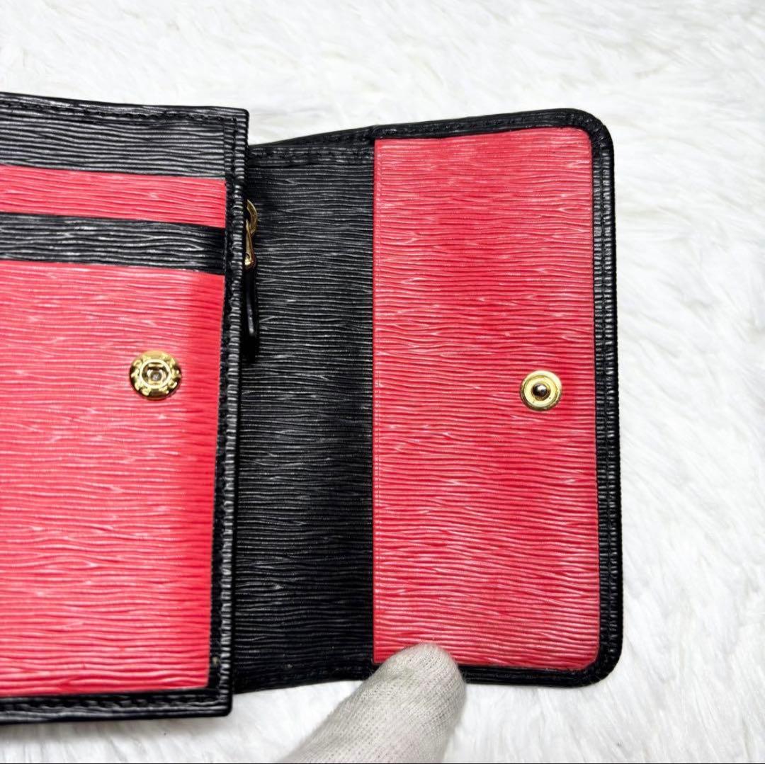marine♡　三つ折り財布 ヴィッテロムーブ バイカラー 金ロゴ 赤 黒