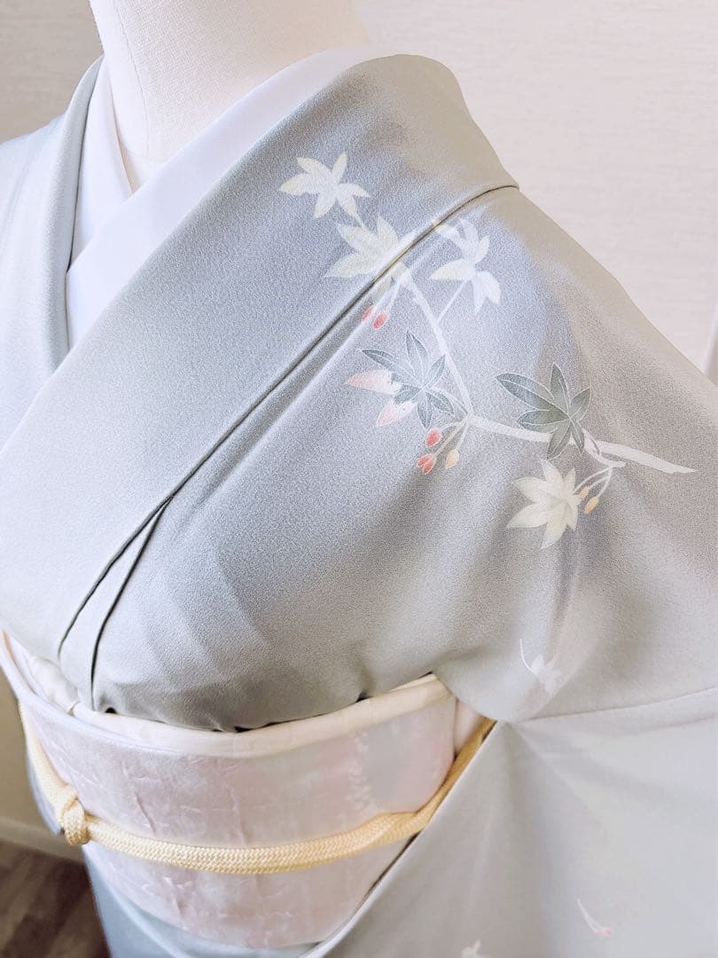 難有　正絹　訪問着　フルセット　裄66 67 L M 卒業式　入学式　袋帯