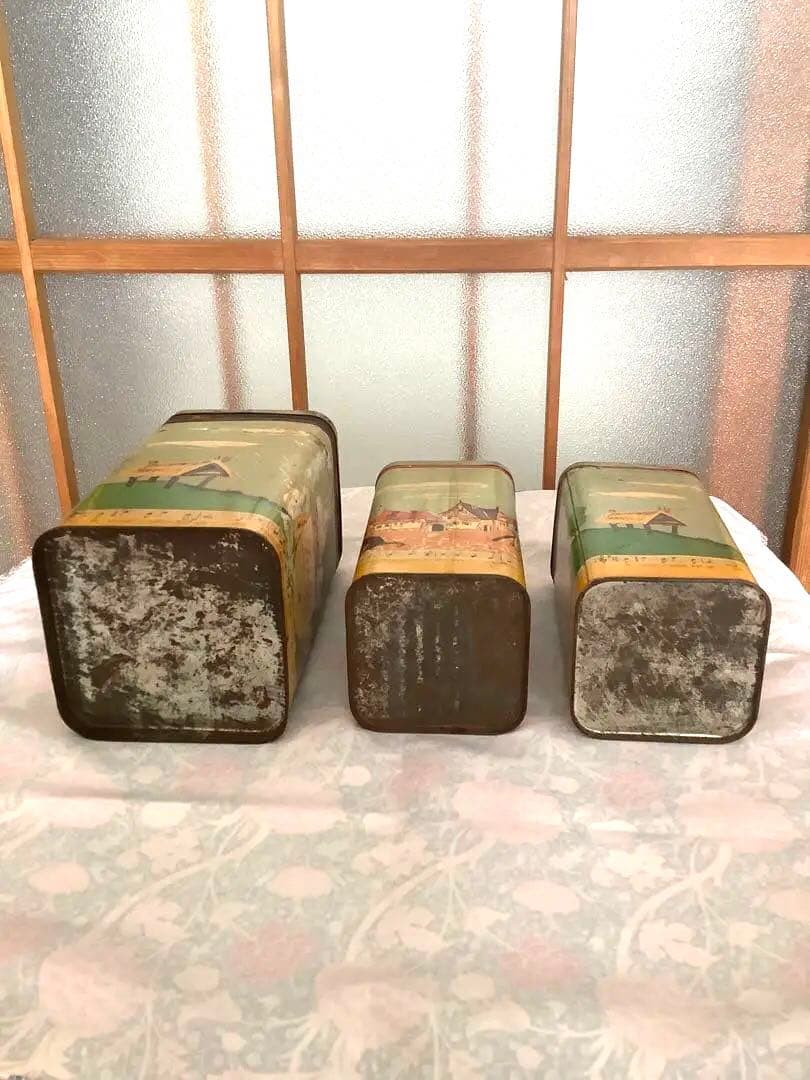 フランス　アンティーク　TIN ティン缶　キャニスターセット　elesca