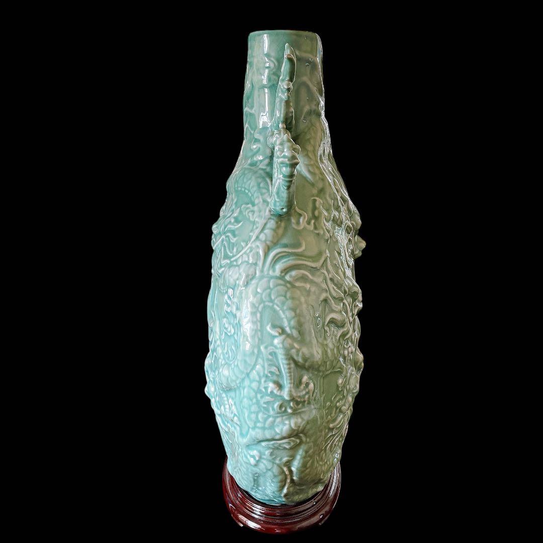 龍図 青磁 大花瓶　花器　花瓶　壷　青瓷 古美術 骨董品