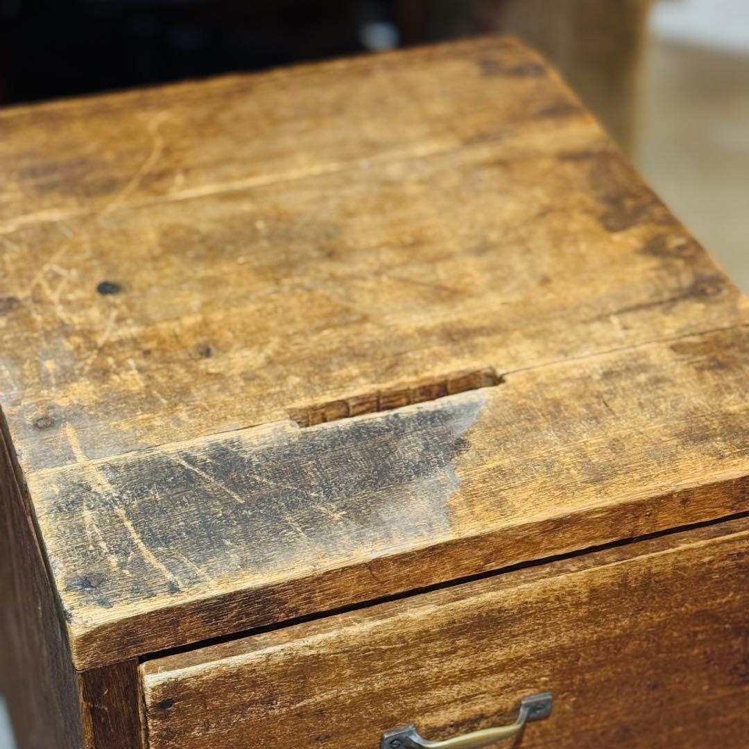 古家具 アンティーク 木製 二段チェスト レターボックス風 引き出し収納