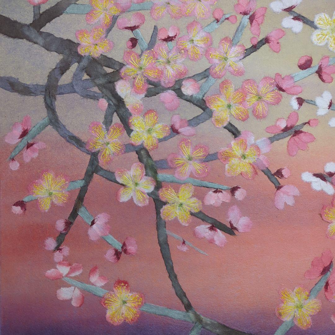 【縁起物】【ちぎり絵】「紅梅・白梅」(P 10サイズ)　暮らしに彩りを