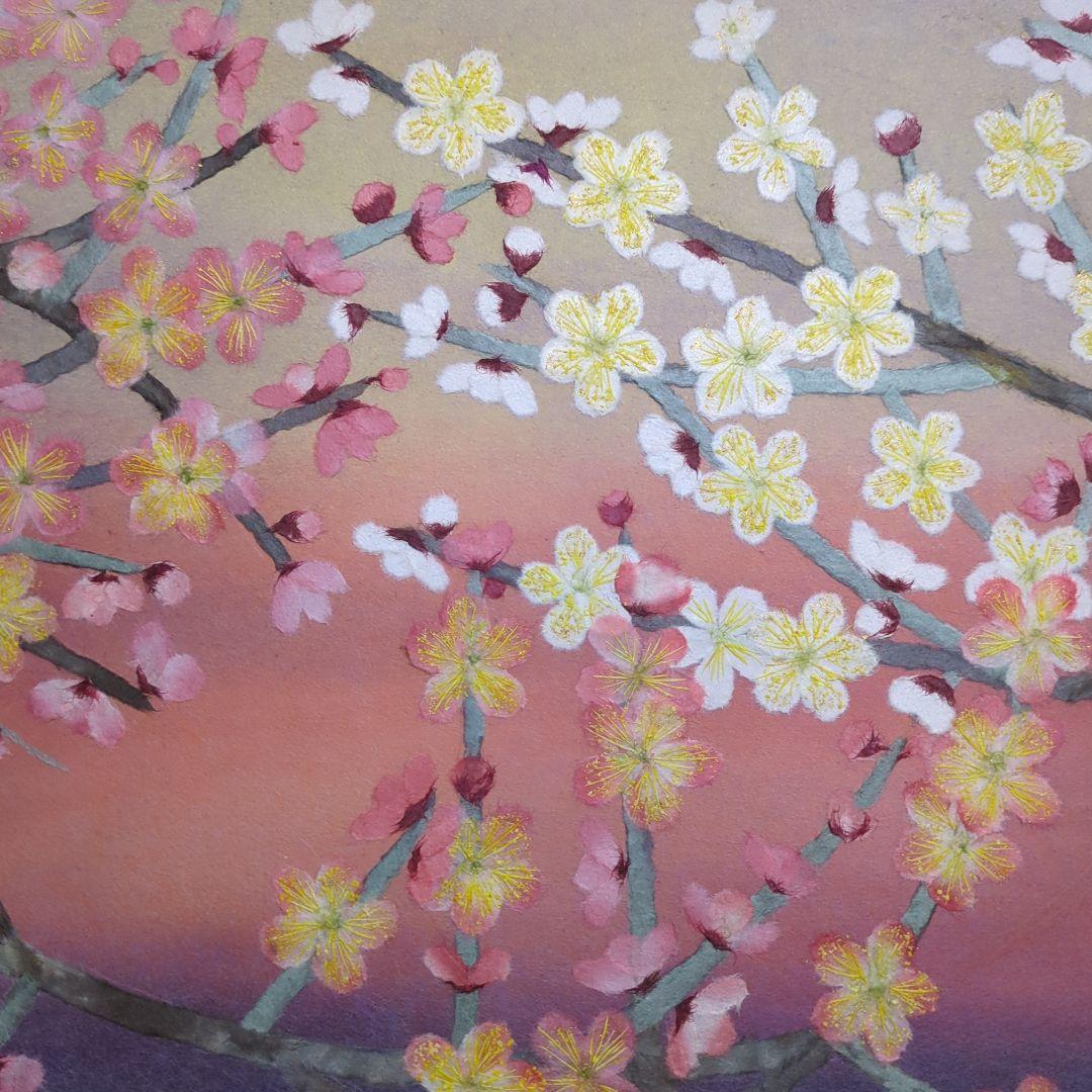 【縁起物】【ちぎり絵】「紅梅・白梅」(P 10サイズ)　暮らしに彩りを