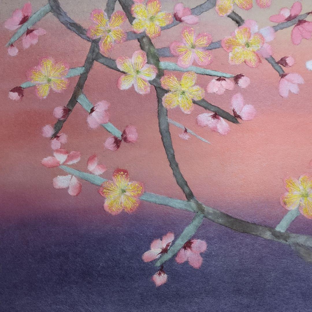【縁起物】【ちぎり絵】「紅梅・白梅」(P 10サイズ)　暮らしに彩りを