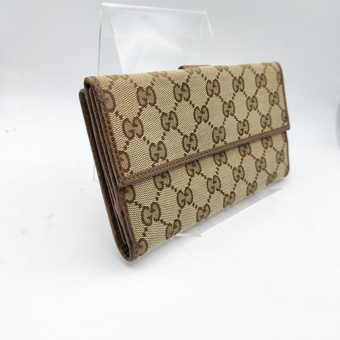 グッチ　長財布　財布　ウォレット　GGキャンバス　ブラウン