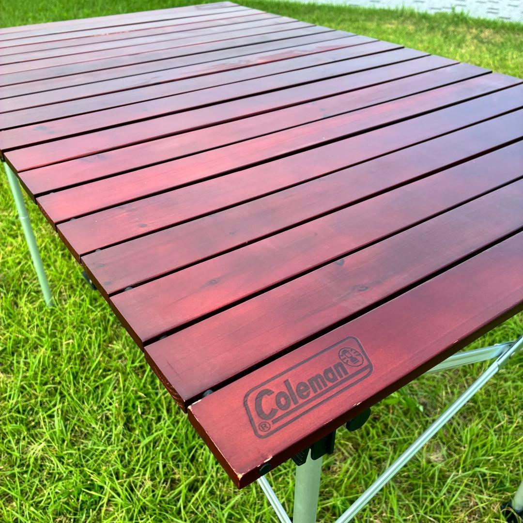 【使用感少】コールマン Coleman ウッドロールテーブル 廃盤カラー