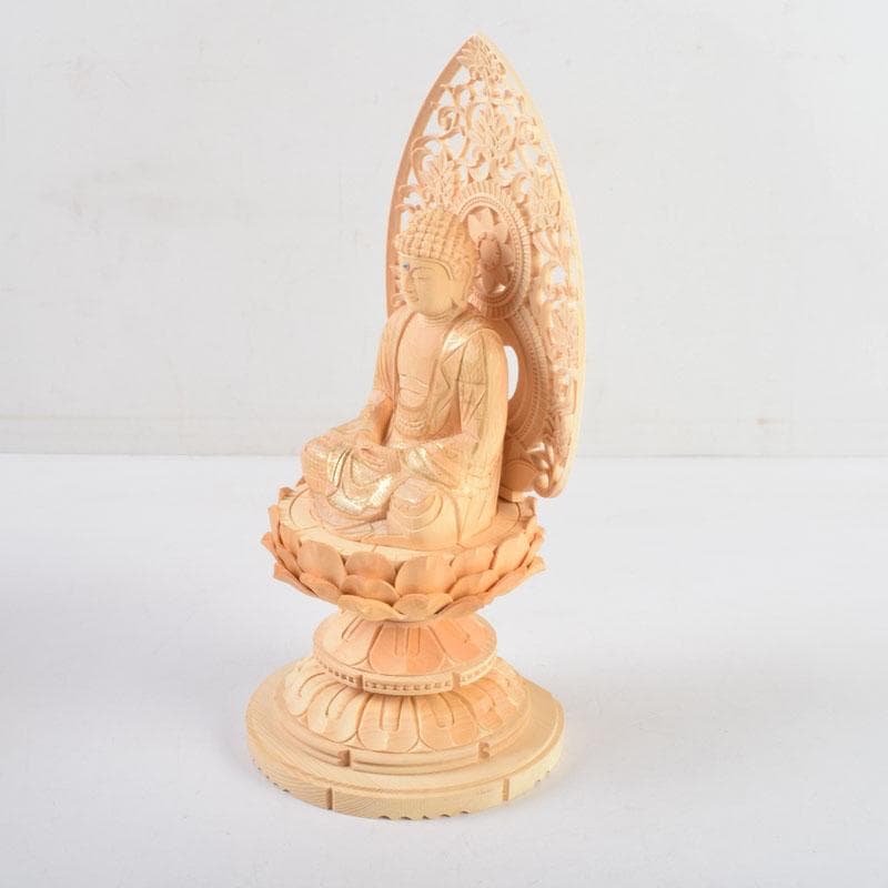 仏教美術　桧彫刻　釈迦如来座像　仏像　蓮華台　C　8982