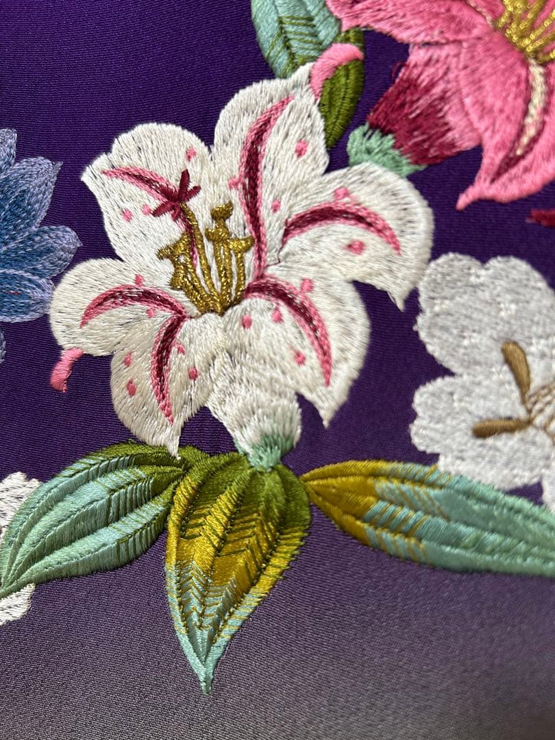 [未使用] 未仕立て 振袖 仮絵羽 刺繍 フラワーシーズン 着物 訪問着